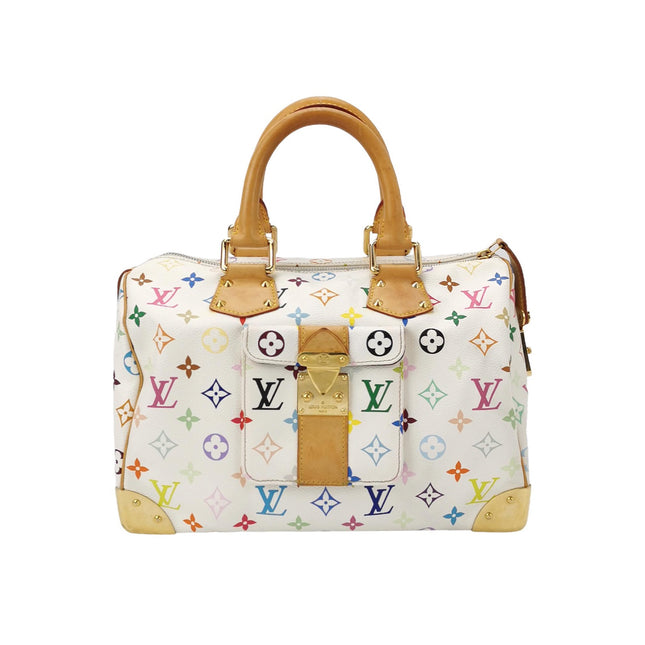 Louis Vuitton x Takashi Murakami Speedy 30 Lock White Multicolor-Luxbags