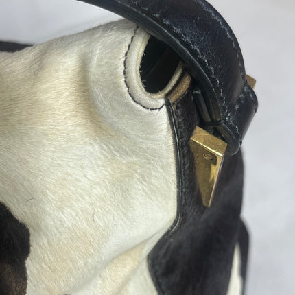 Fendi Mamma Baguette Large Pony hair in Cow Print Black and White