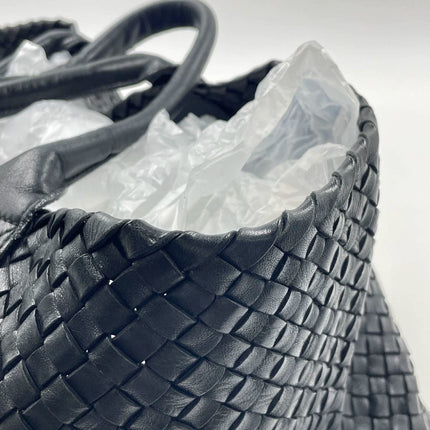 Bottega Veneta Cabat Large Intreccio Leather Tote Bag Black 40cm