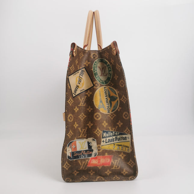 Louis Vuitton OnTheGo Large Hotel Labels Brown Monogram Crossbody Tote