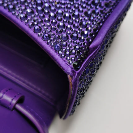 Versace La Medusa Mini Crystal Embellished Top Handle Bag in Purple