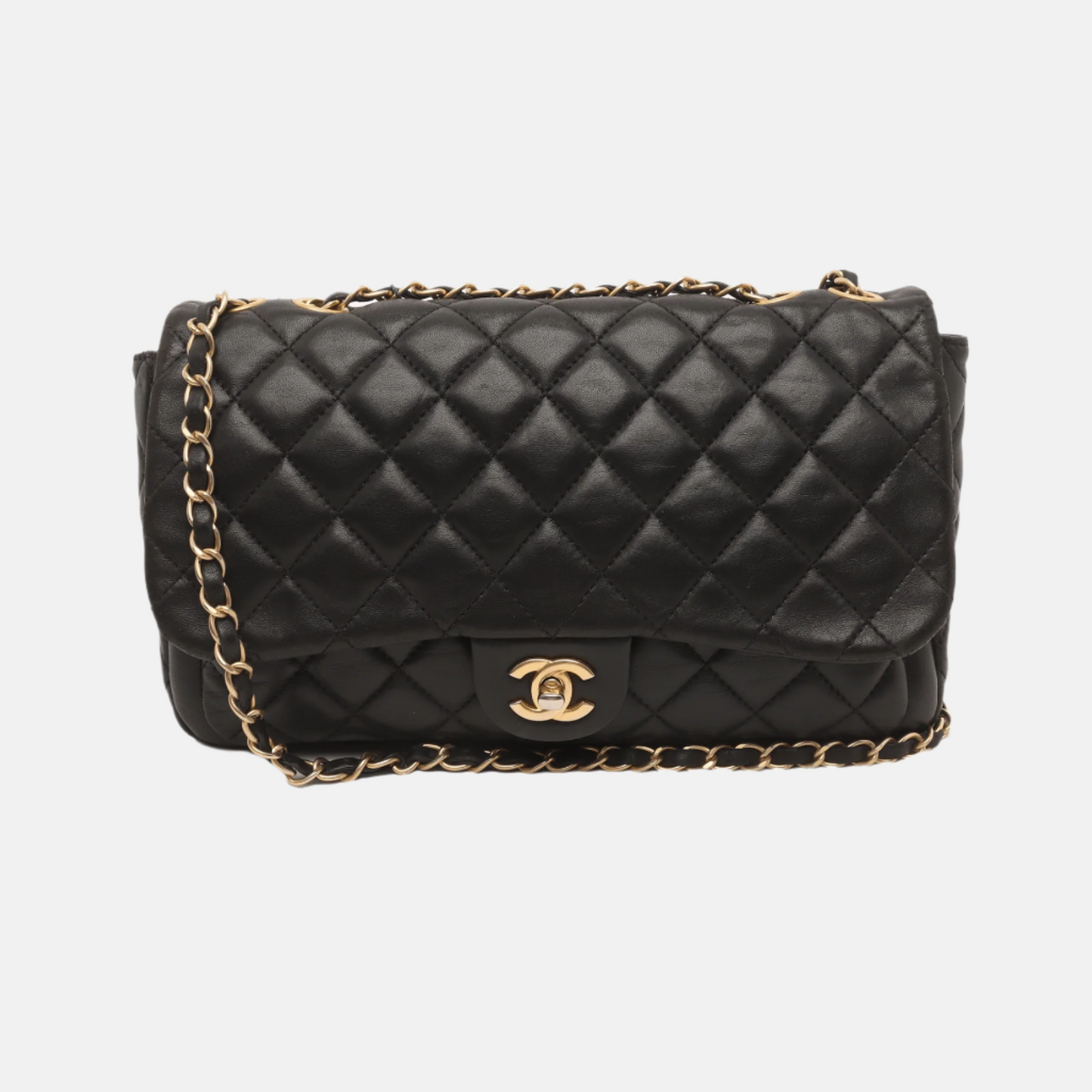 Chanel Now and Forever Large Flap Bag Black Lambskin Gold HW, 2013-14-Luxbags