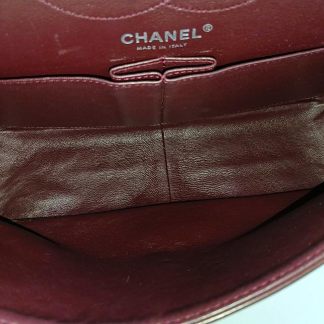 Chanel 2.55 Jumbo Double Flap Burgundy Patent Leather Silver HW 2010