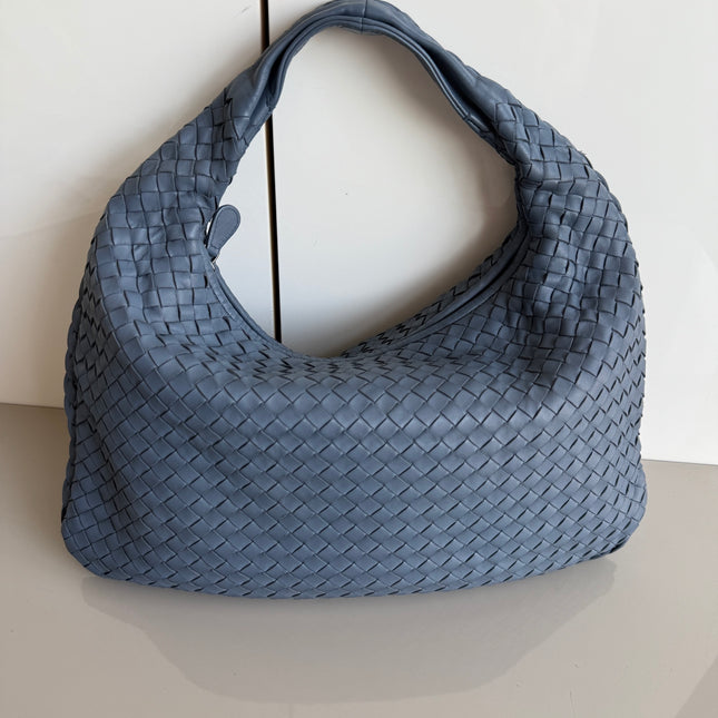 Bottega Veneta Veneta Ash Blue Navy Intrecciato Leather Bag 40cm-Luxbags