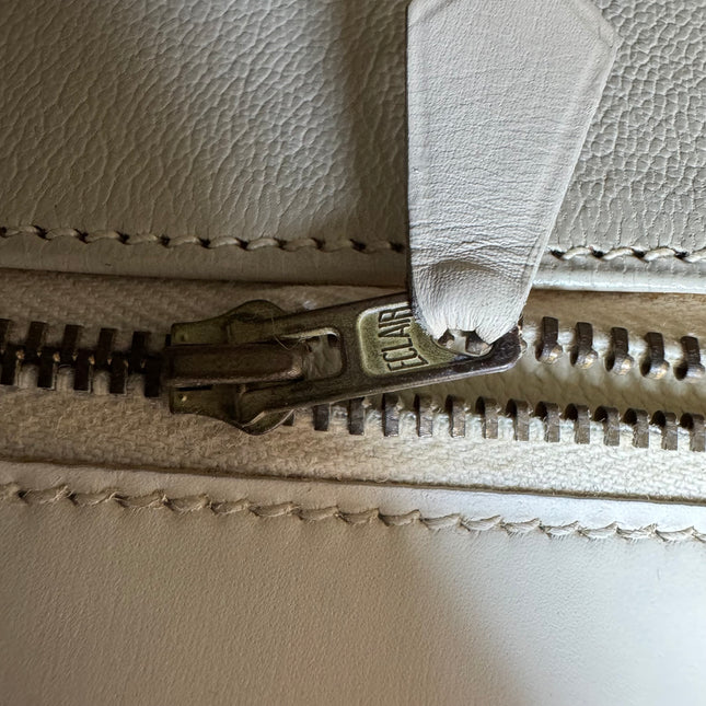 Hermes Kelly 28 Sellier Vintage White Box Leather Gold Hardware 1996