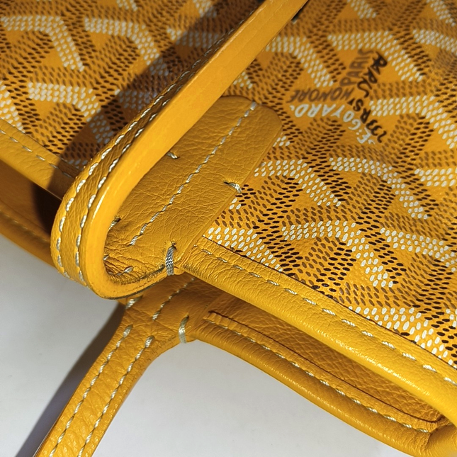 Goyard Anjou Mini Tote Yellow French Bulldog Reversible Leather
