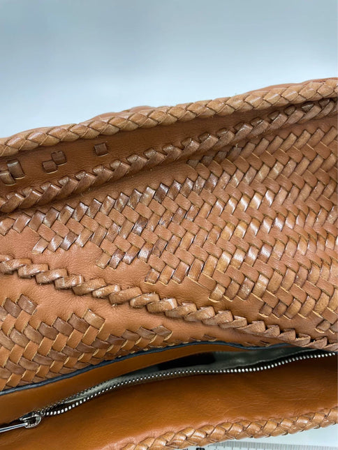Loewe Puzzle Small Leather Woven Caramel Tan Crossbody Bag