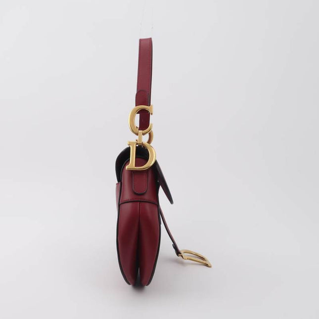 Sold Dior Saddle Shoulder Bag Medium Red Smooth Leather Gold Hardware