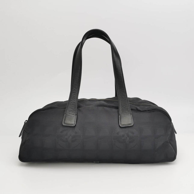 Chanel Travel Line Boston /Bowling Bag 2002 -2003 Black Fabric Shoulder Bag