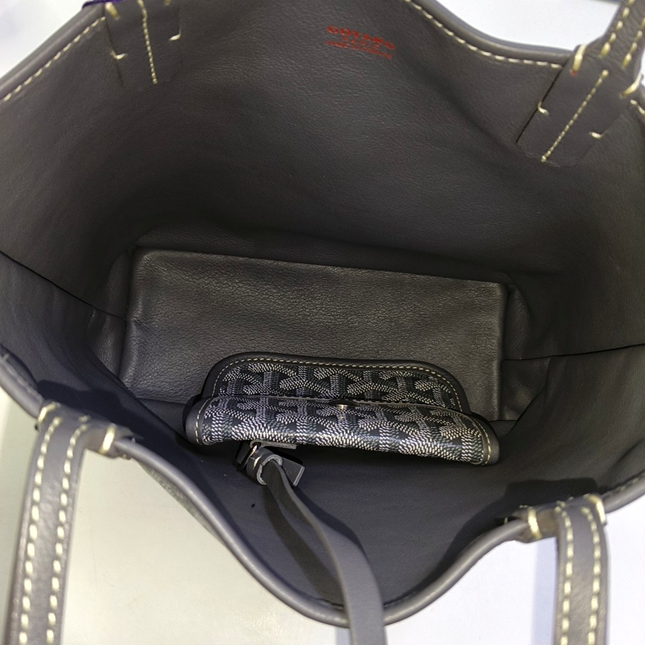 Goyard Anjou Mini Tote Grey French Bulldog Reversible Leather