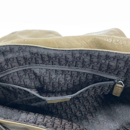 Dior Vintage Gaucho Large Brown Leather Crossbody Bag 36cm