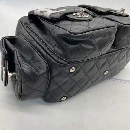 Chanel Cambon Multi-pocket Ligne Reporter Bag Medium Black Calfskin Leather