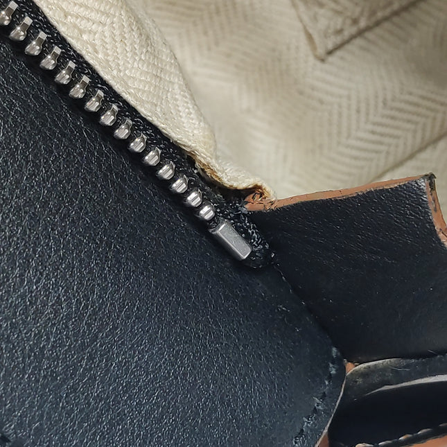 Loewe Puzzle Small Tricolor Black Grey Calfskin Leather Braided Handle Crossbody Bag