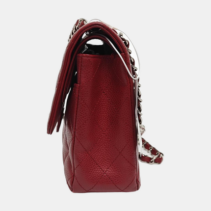 Chanel Classic Flap Medium 2008 Burgundy Caviar Leather Silver Hardware