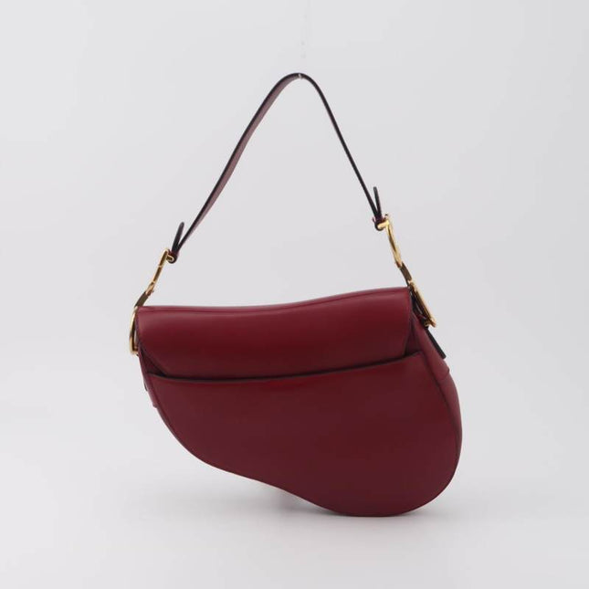 Sold Dior Saddle Shoulder Bag Medium Red Smooth Leather Gold Hardware