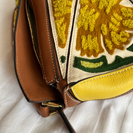 Loewe x William De Morgan Puzzle Mini Embroidered Brown Yellow Multicolor