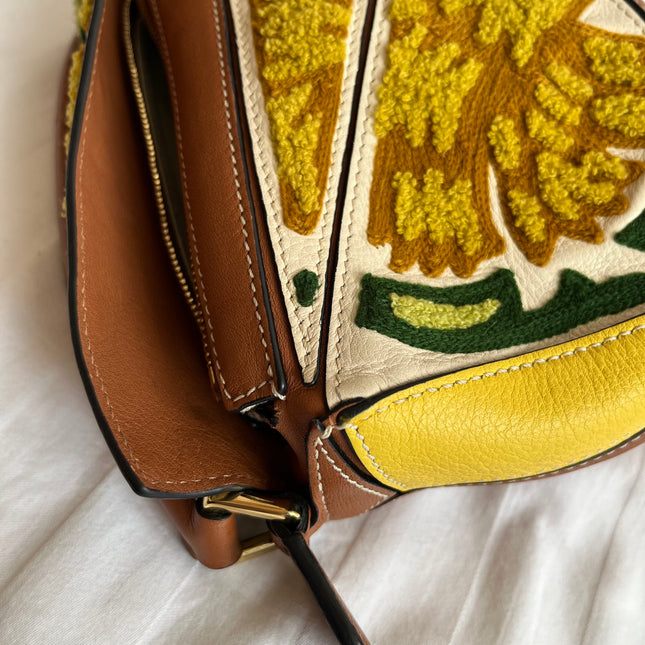 Loewe x William De Morgan Puzzle Mini Embroidered Brown Yellow Multicolor