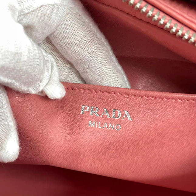 Prada Inside Bag Red Crocodile Leather Pink Lambskin Leather Interior Medium