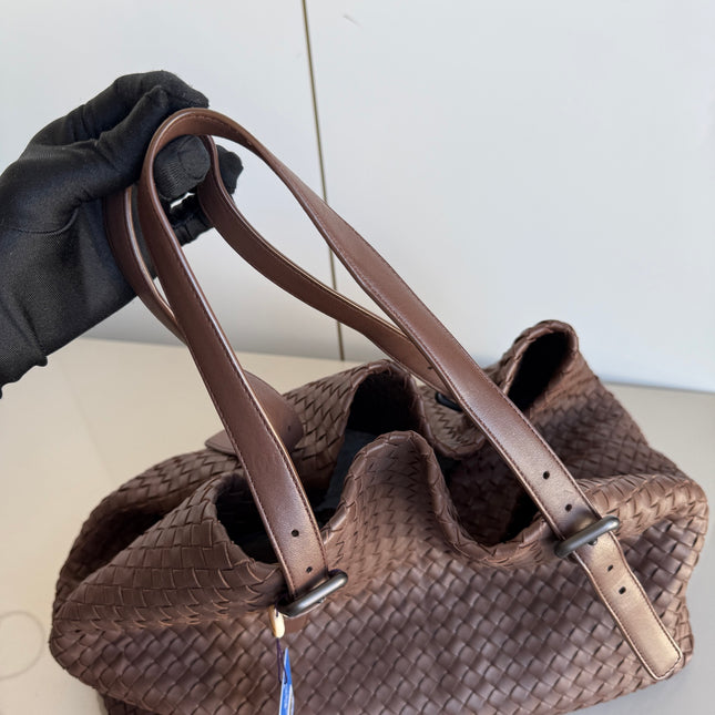 Bottega Veneta Cesta Shopper Tote Intrecciato Milk Chocolate Brown Leather Large 50cm