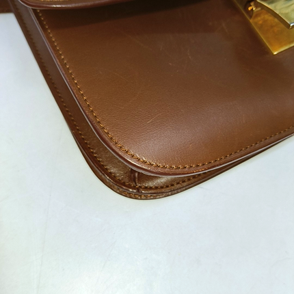 CELINE Classic Box Flap Caramel Brown Leather crossbody bag