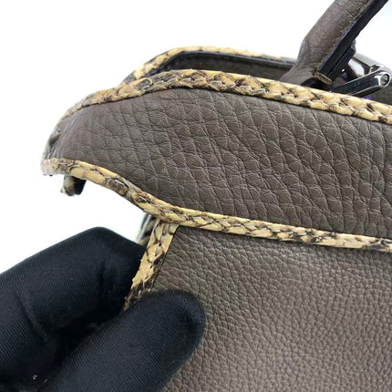 Fendi Peekaboo ISeeU Sellier Small Grey Leather with Python Skin Trimming