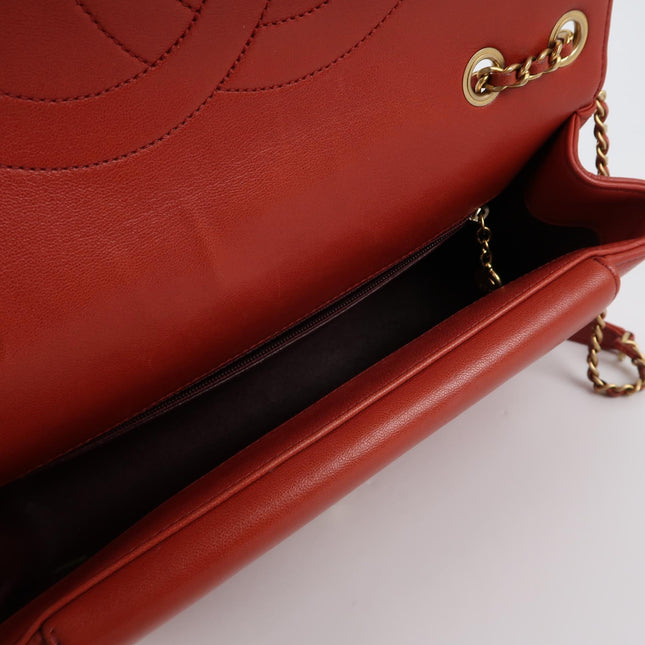 Chanel Diana CC Flap Bag Large Red Lambskin Leather 2014-2015