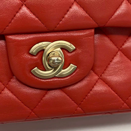 Chanel Classic Flap Medium Red Lambskin Leather with Gold Hardware
