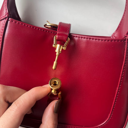 Sold Gucci Jackie 1961 Mini Burgundy Leather Bag with Adjustable Strap