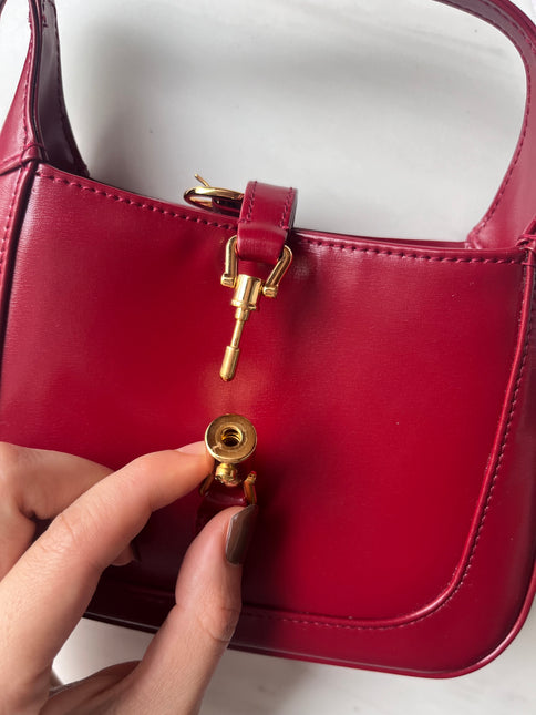 Sold Gucci Jackie 1961 Mini Burgundy Leather Bag with Adjustable Strap