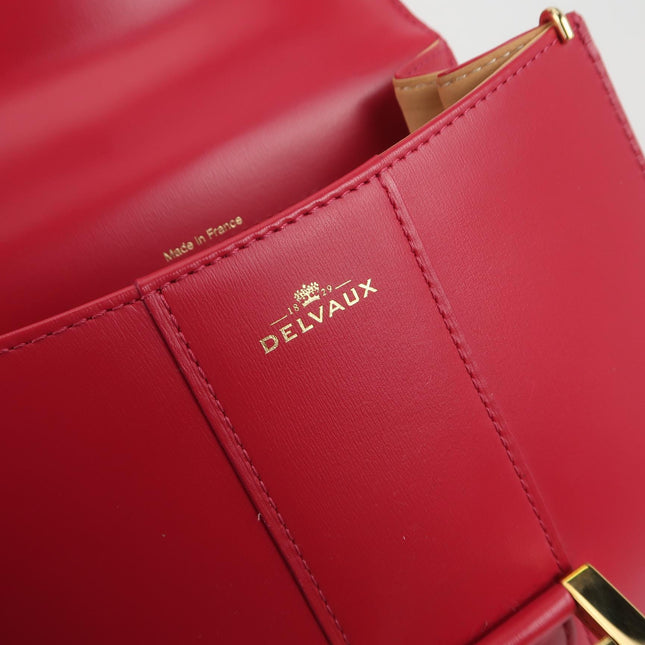 Delvaux Brilliant Mini Red Calfskin Leather Top Handle Crossbody Bag