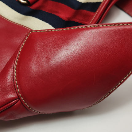 Gucci Jackie Vintage Bouvier Hobo Red Leather with Web Accent