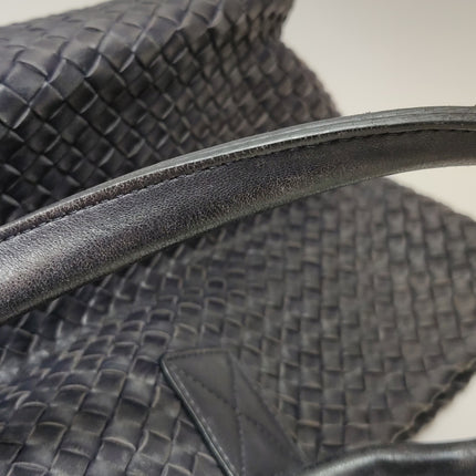 Bottega Veneta Cabat MM Intreccio Leather Tote Bag Navy 40cm
