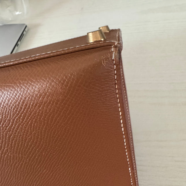 Hermes Kelly 32 Sellier Gold Epsom Leather Gold HW Double Ring 2002