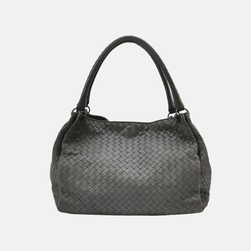 Bottega Veneta Parachute Shoulder Bag Intrecciato Dark Grey 33cm-Luxbags