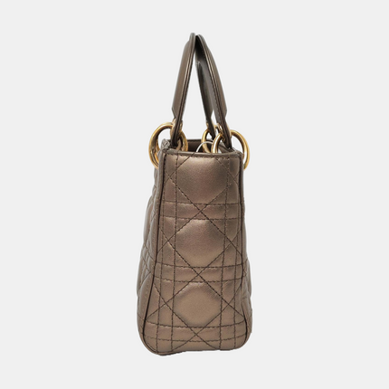 Lady Dior Mini Metallic Copper Gold Cannage Lambskin Gold Hardware Chain Strap