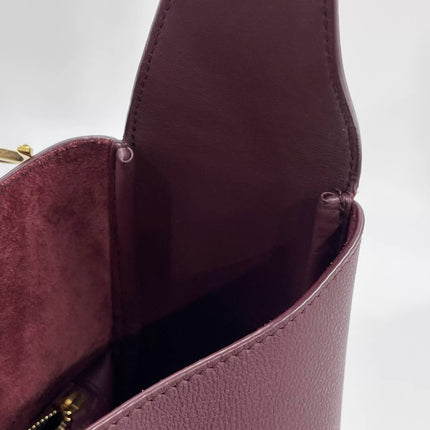 Yves Saint Laurent YSL Le 5 A 7 Hobo Small Burgundy Calfskin Shoulder Bag