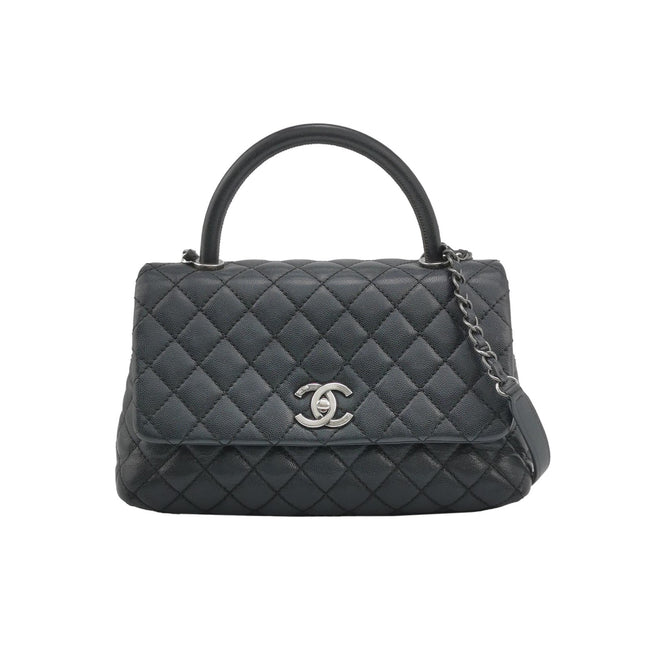 Chanel Coco Handle Medium Black Caviar Leather Silver Hardware, 2016
