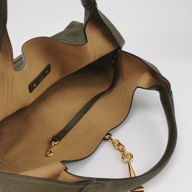 Gucci Softbit Maxi Shoulder Bag Olive Green Calfskin Leather 2024
