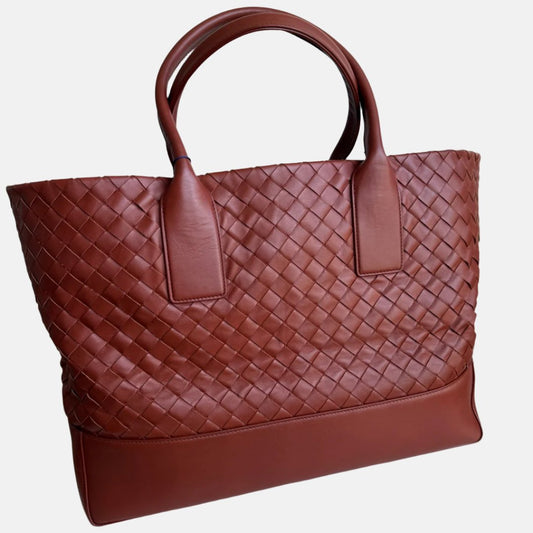 Bottega Veneta Cabat Large Intreccio Leather Tote Bag Burgundy Brick Red-Luxbags