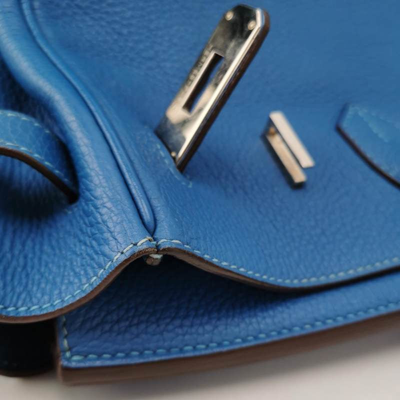 Hermes Birkin 35 Blue Calfskin Leather Silver-tone Palladium Hardware 2010