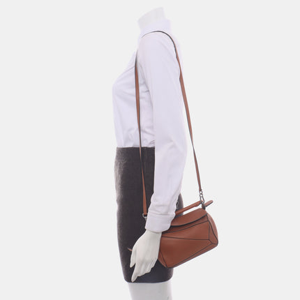 Loewe Puzzle Mini Caramel Tan Calfskin Leather Crossbody Bag