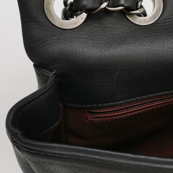 Chanel CC Matelasse Medium Black Calfskin Leather Single Flap Bag Silver Hardware