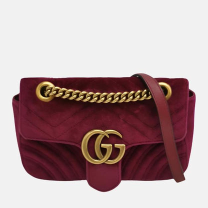 Gucci Marmont Mini Flap Pink Velvet Handbag-Luxbags