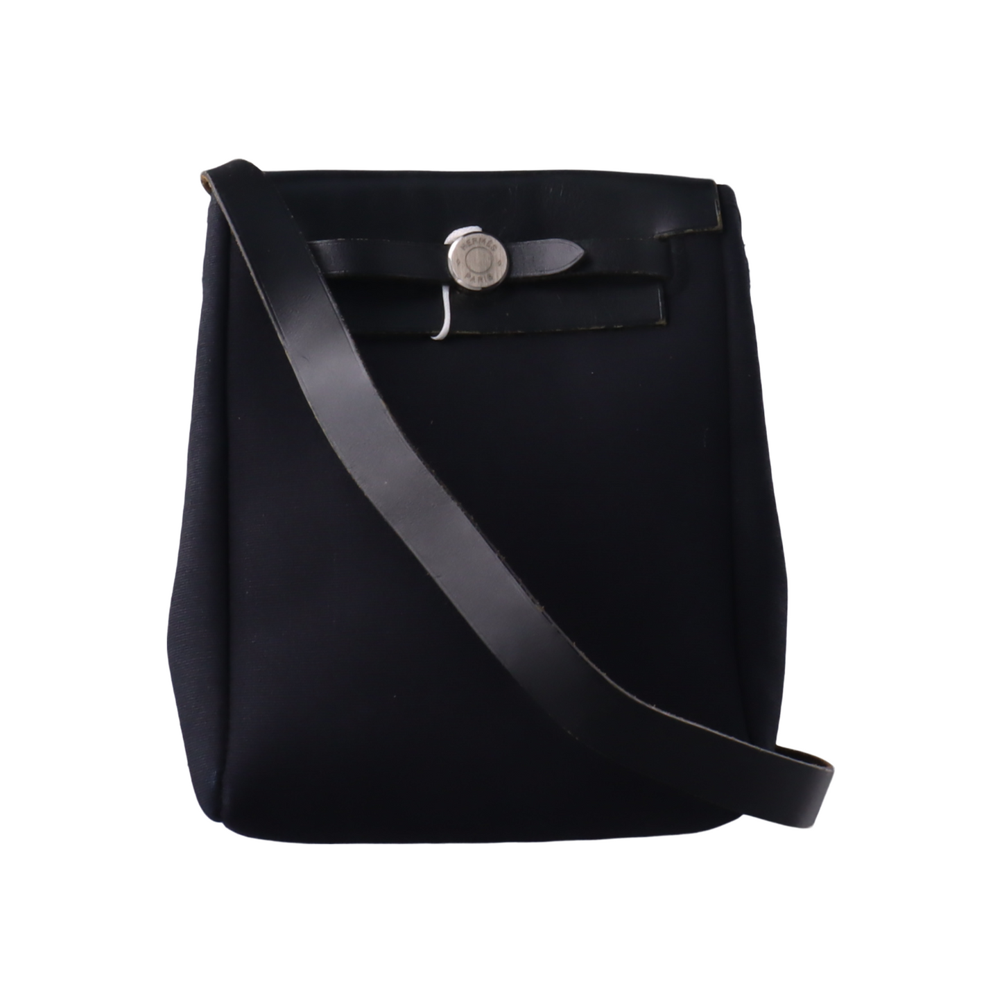 Hermes Herbag Mini Black Canvas Silver-tone Hardware Crossbody Bag-Luxbags