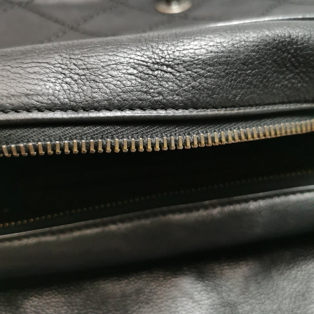 Chanel 2013 Paris-Edinburgh Large Black Flap Calfskin Leather Shoulder Bag