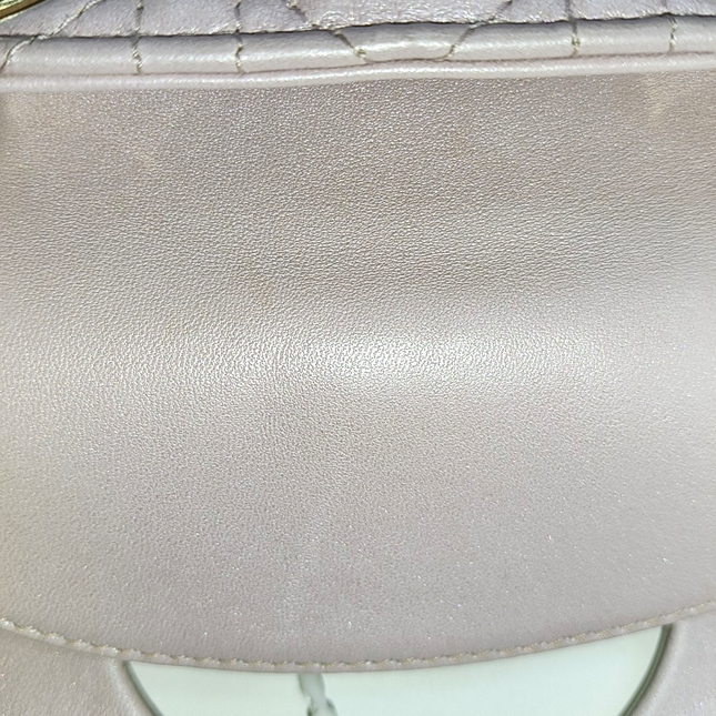 Lady Dior Mini Pearlescent Pink Lambskin Leather Gold HW Chain Strap