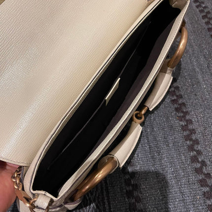 Gucci Horsebit 1955 Large White Leather Shoulder Bag