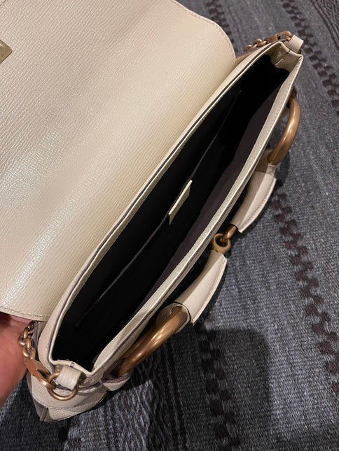 Gucci Horsebit 1955 Large White Leather Shoulder Bag