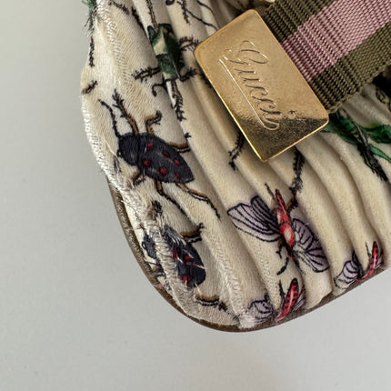 Gucci Padlock Silk Chain Shoulder Bag White Floral with Bee Charm