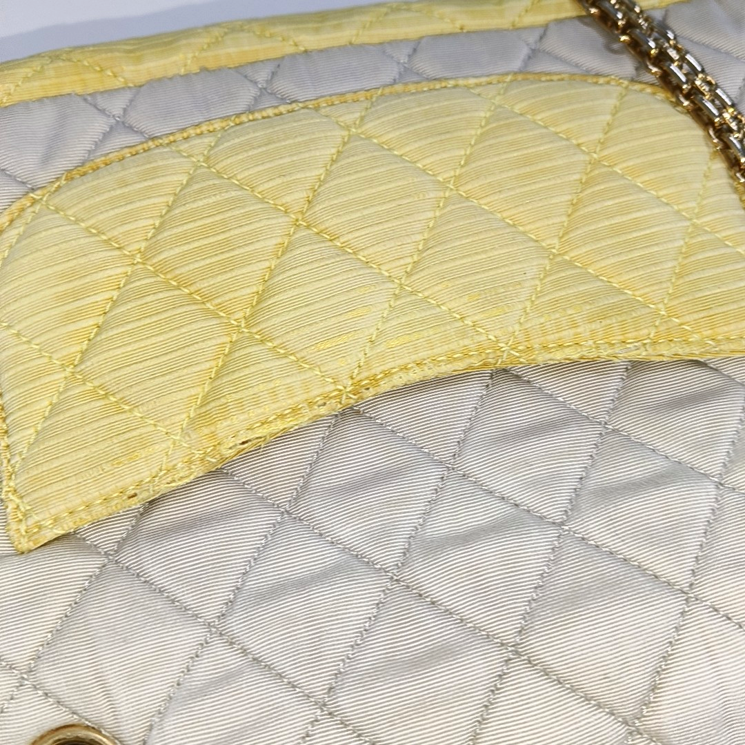 Chanel 2.55 East West Tricolor Fabric Flap Bag with Gold Chain